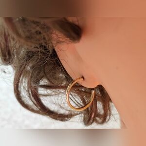 14k Yellow Gold Small Textured Hoops